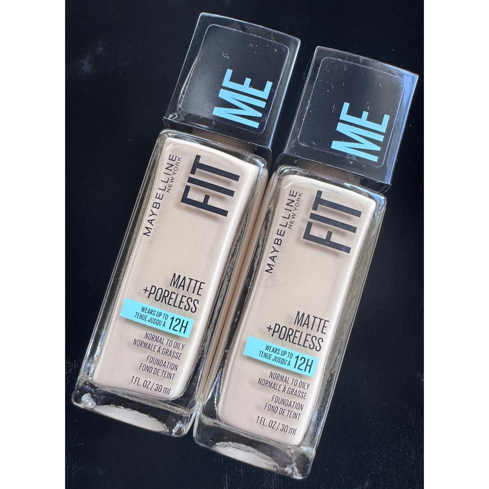 Maybelline Fit Me Matte + Poreless Foundation 110 Porcelain 1oz Lot of 2 New